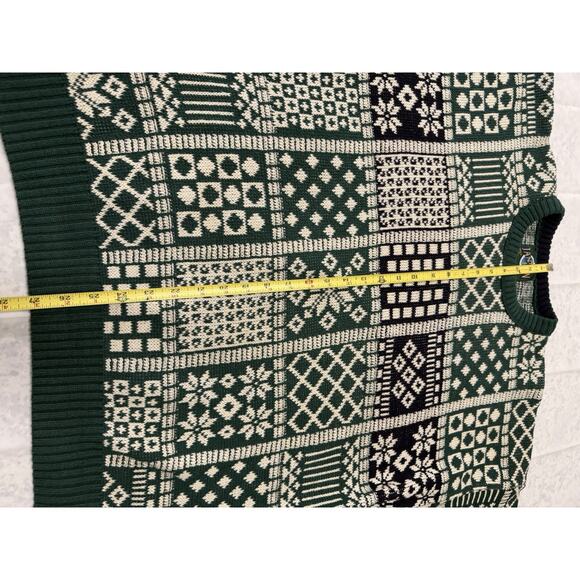 Vintage JanTzen Men’s Sweater Holiday Green And White Holiday Theme Size XL - Picture 5 of 9